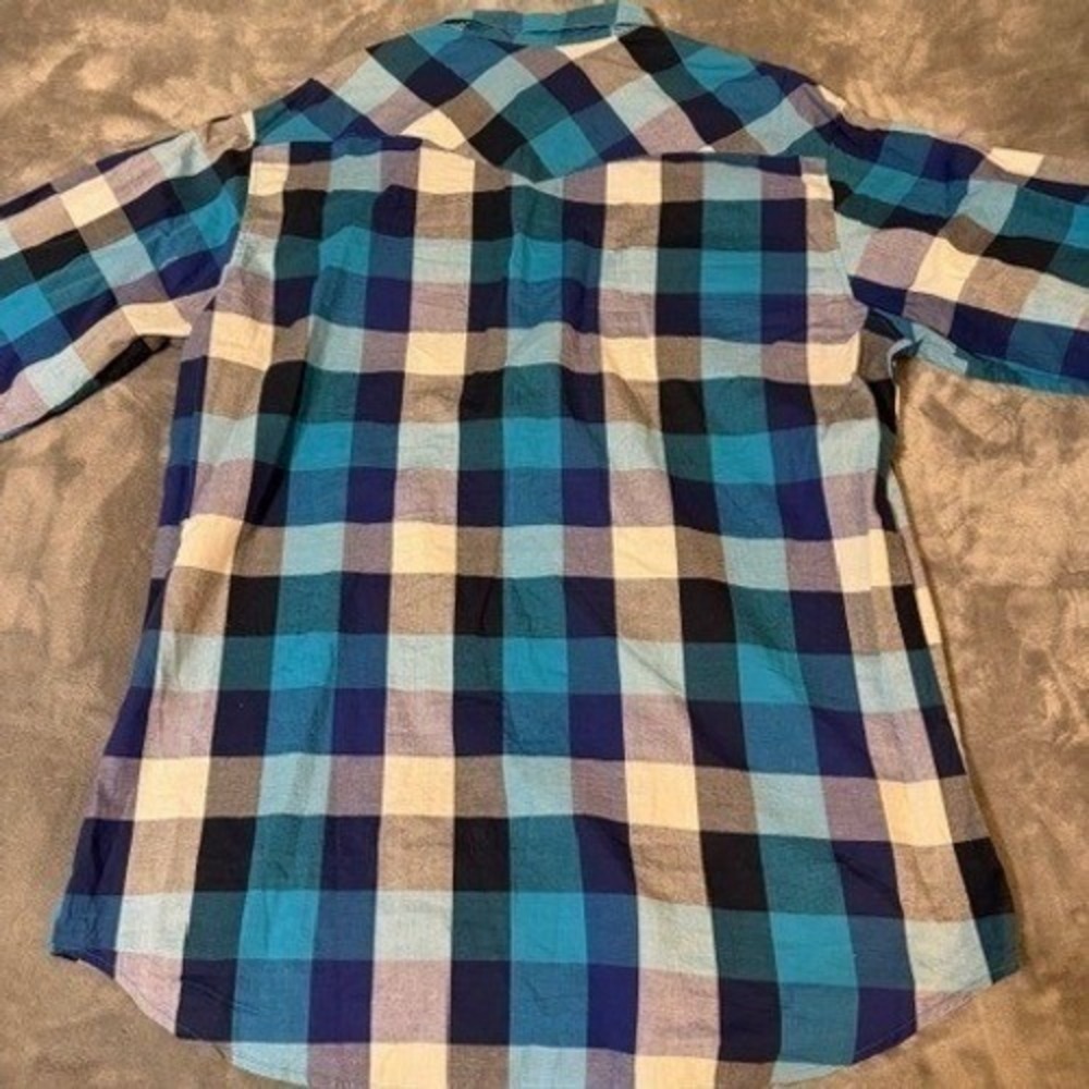 Roper Blue Plaid Pearl Snap Long Sleeve Button Down Western Shirt Mens 2XL EUC‎ - Picture 4 of 10